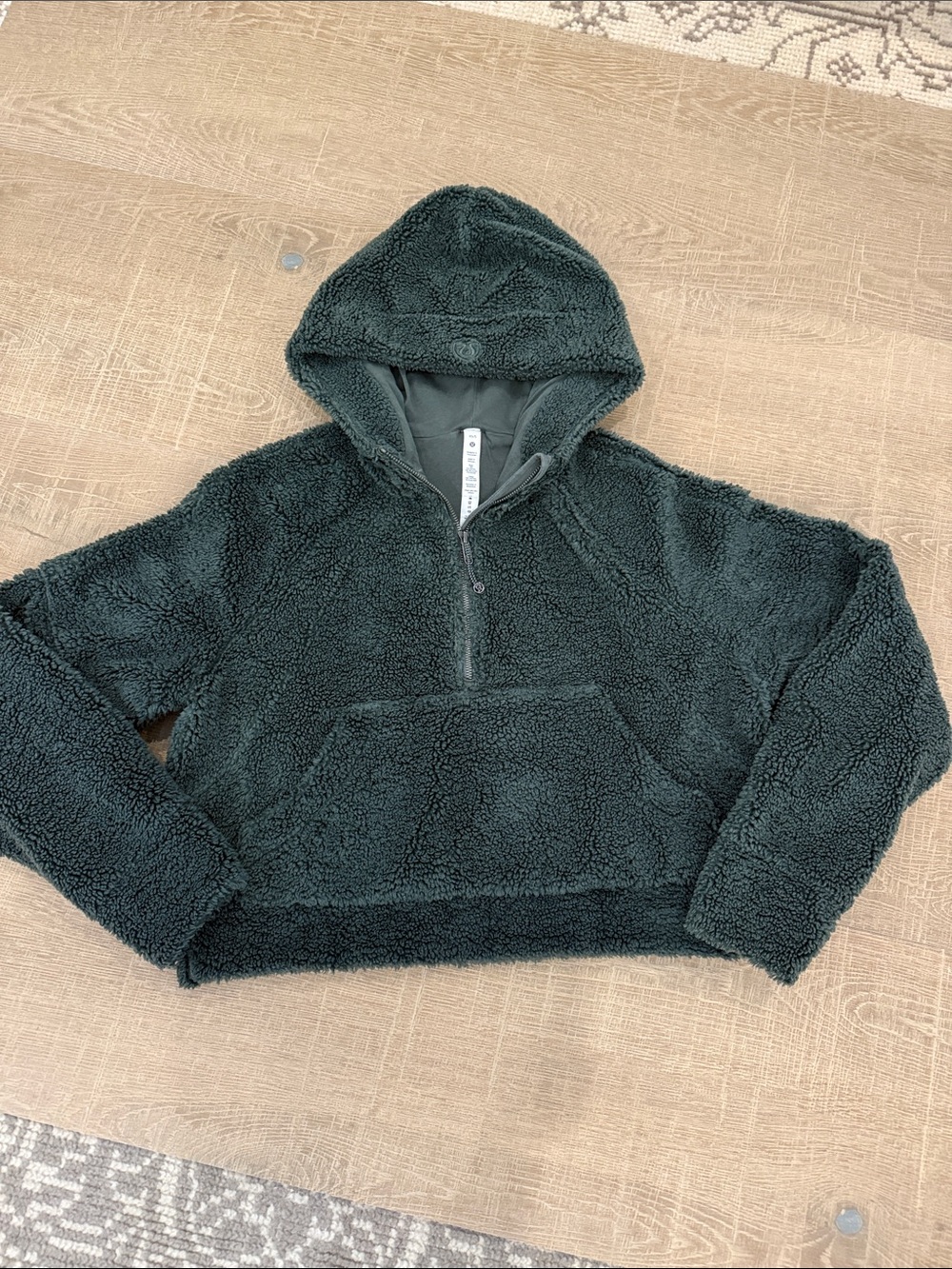 Lululemon Cozy Dark Green Sherpa Half-Zip Hoodie Sweater - Women